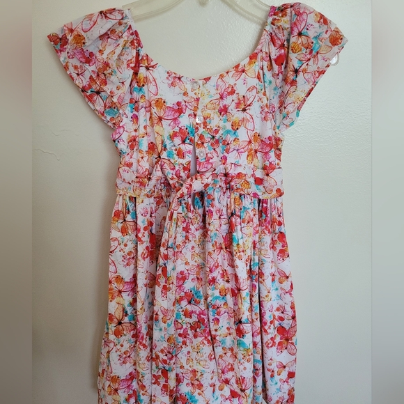 Pippa and Julie Pink Butterfly Dress Buttons Size 6 girls - Picture 2 of 6